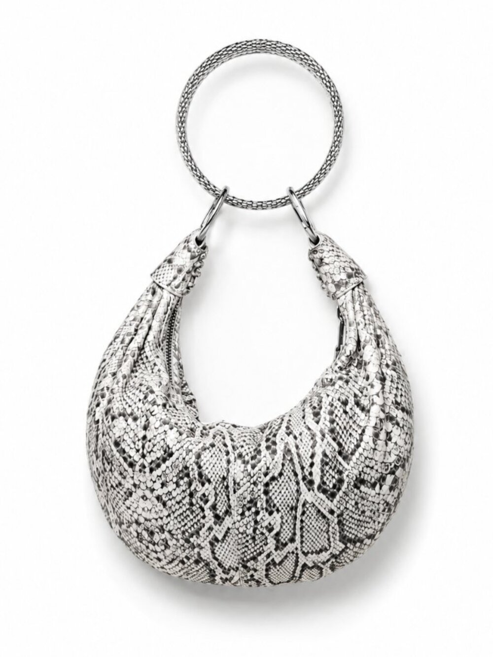 WALTER BAKER Jane Mini Hobo Bag Genuine Leather Black and White Snake NEW NWT